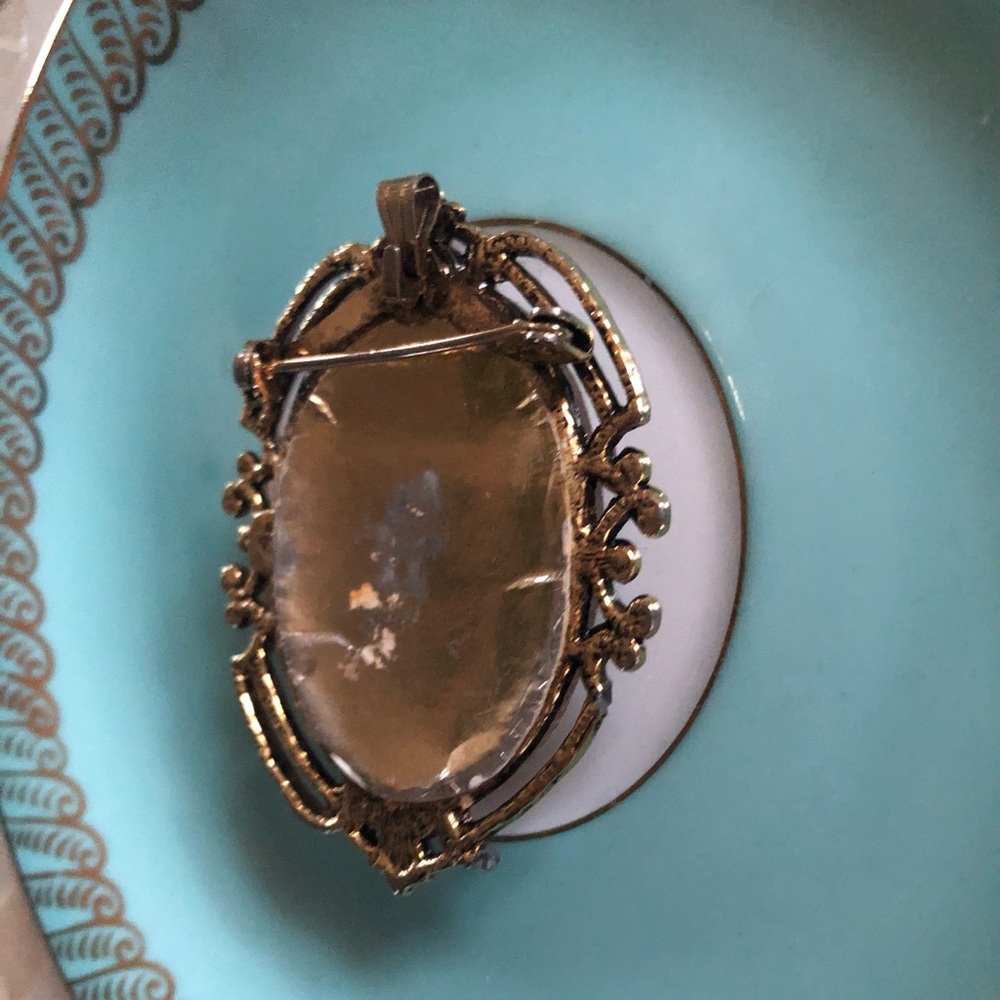 Vintage Dried Flowers Under Dome Bubble Brooch Pendant - Picture 8 of 9